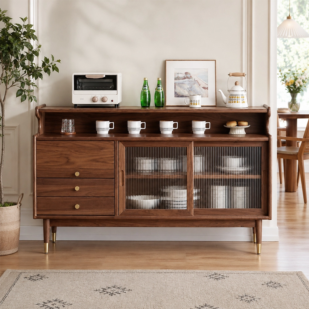 47.2" Mid-Century Modern Solid Wood Sideboard with Drawers