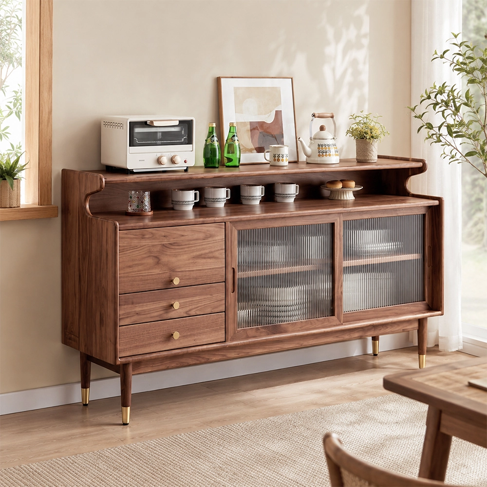 47.2" Mid-Century Modern Solid Wood Sideboard with Drawers
