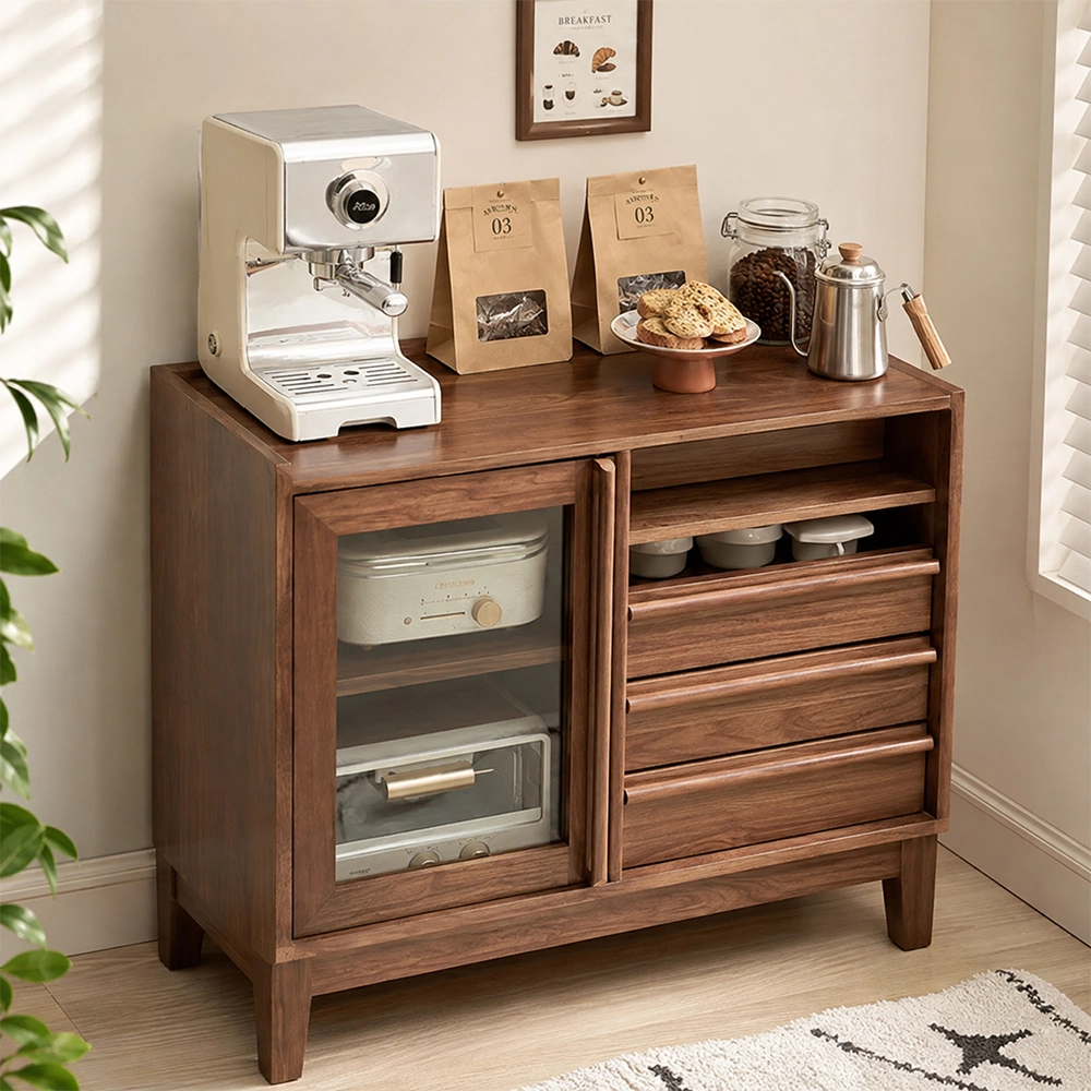 31.5" Japandi Solid Wood Sideboard with Drawers
