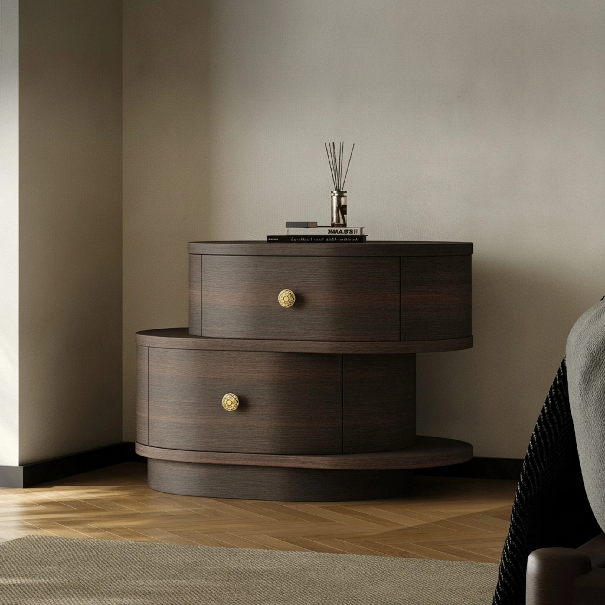 23.6" Luxury Plywood Nightstand with Drawers