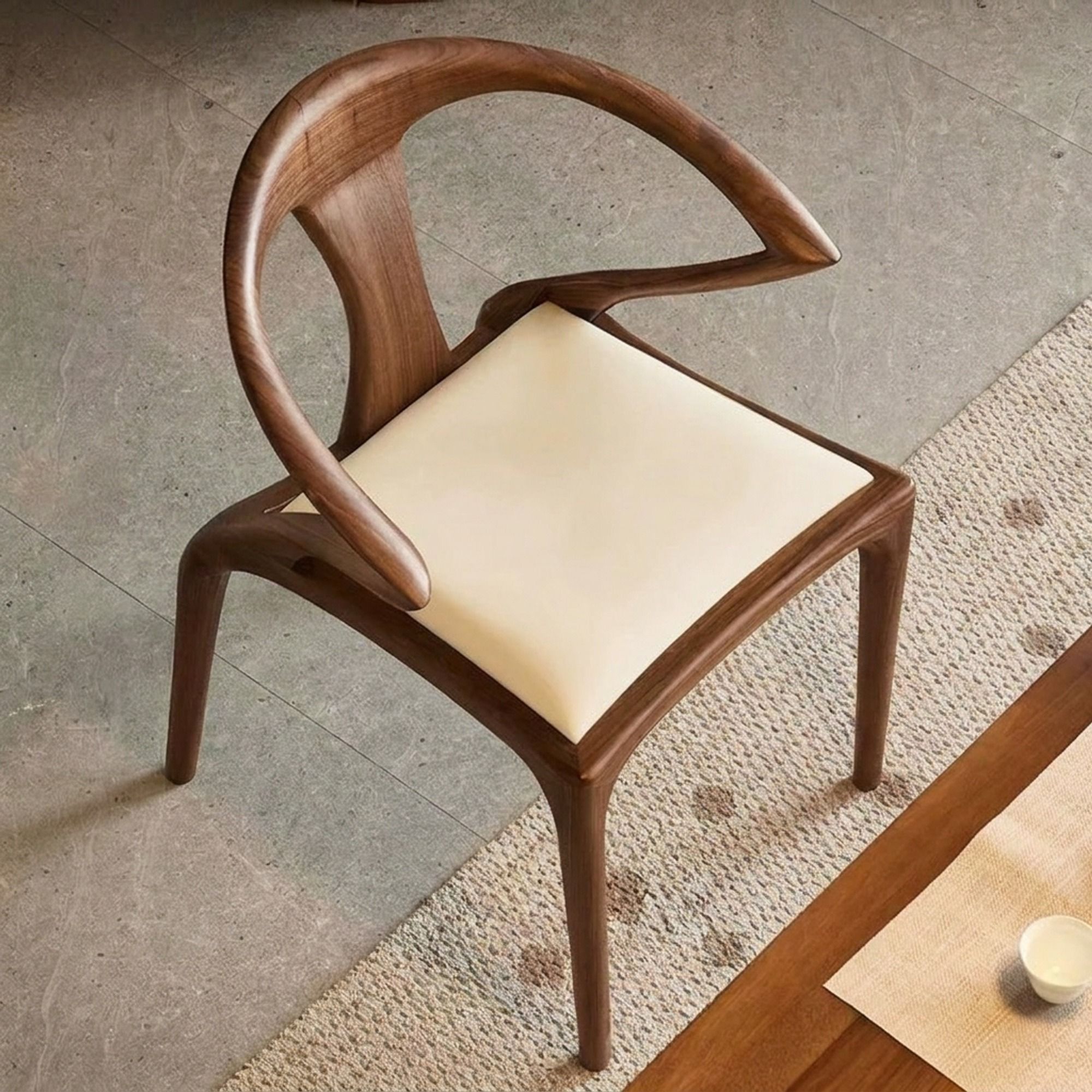 Organic Modern Solid wood Upholstered Dining Chair