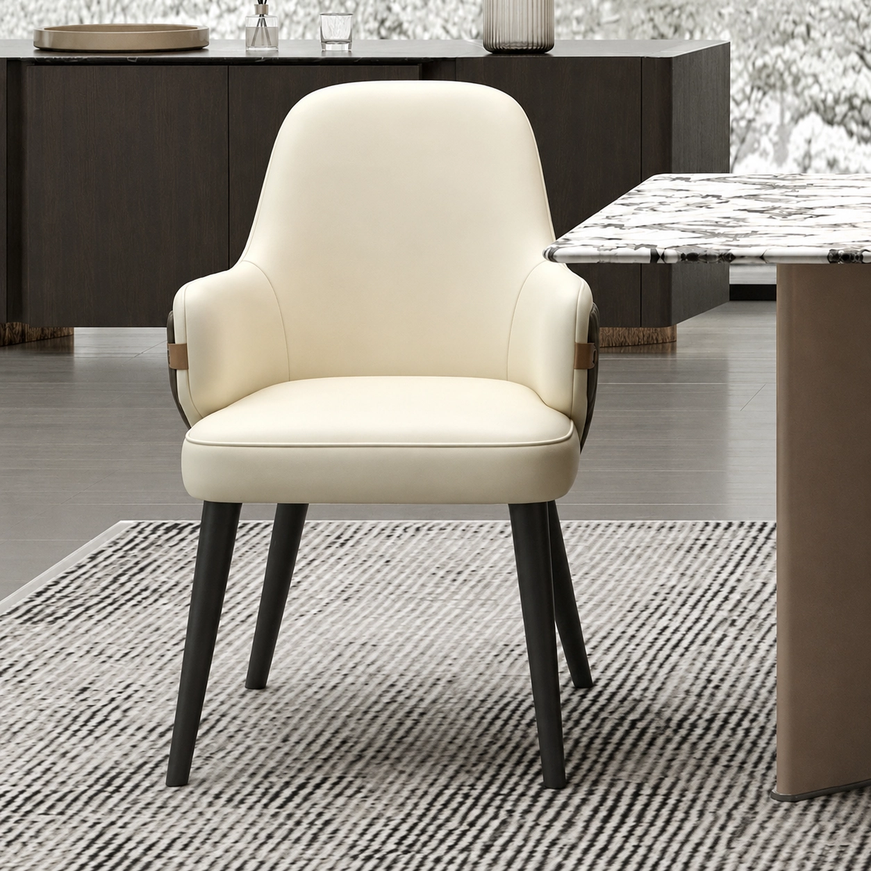 Mid-Century Modern Microfiber Upholstered Dining Chair