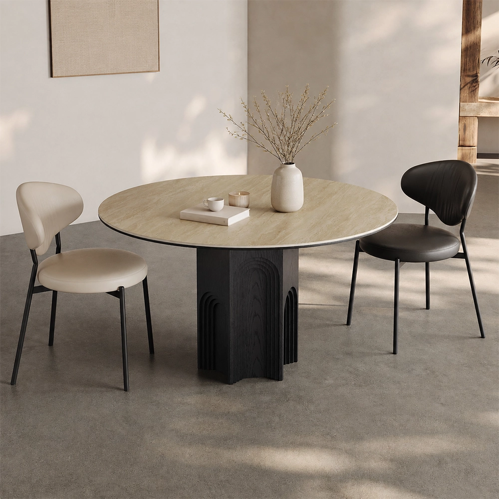 39.4" Contemporary Ash Wood Round Dining Table