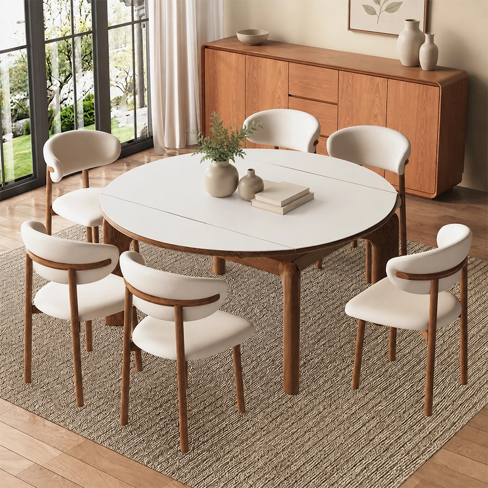 47.2" Scandinavian Ash Wood Extendable Dining Table
