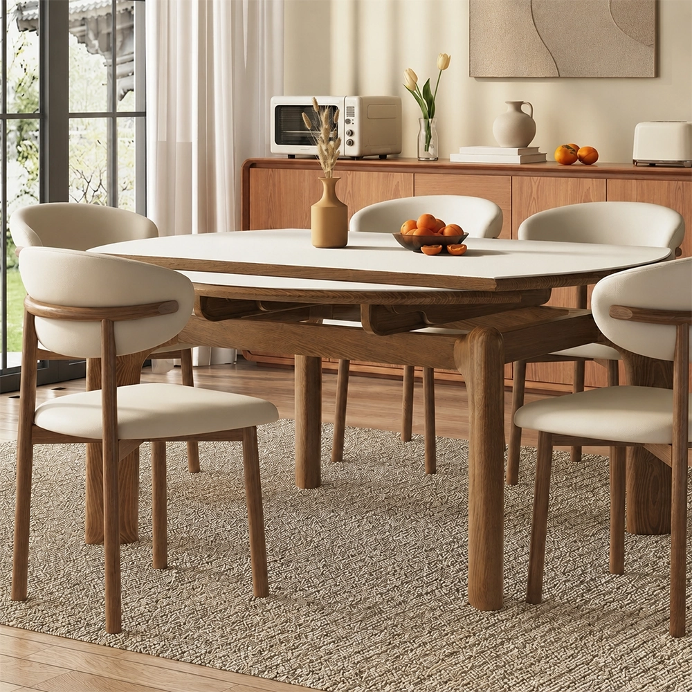 47.2" Scandinavian Ash Wood Extendable Dining Table