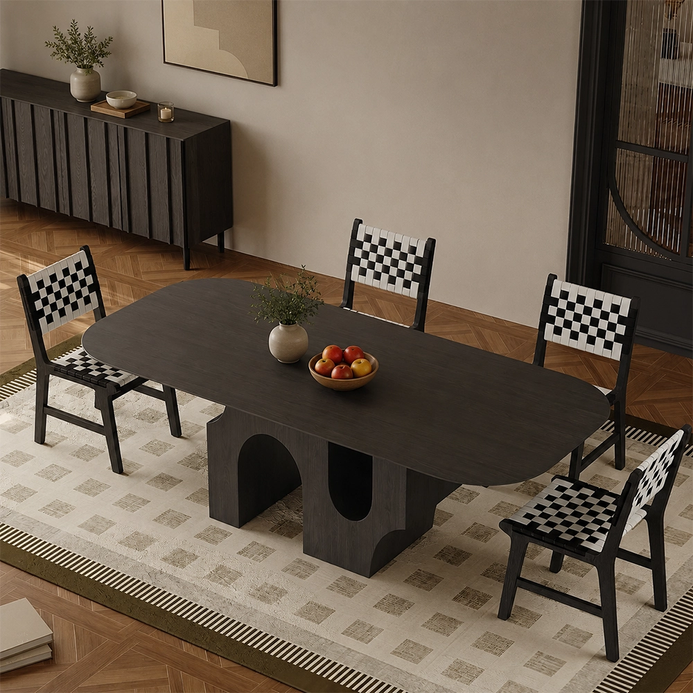 78.7" Organic Modern Oak veneer and HDF Oval Dining Table