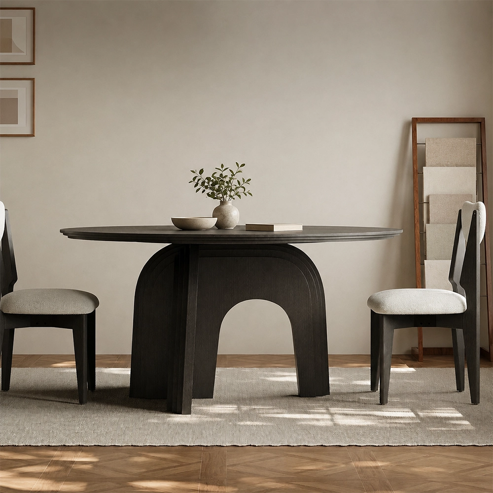 53.1" Organic Modern HDF Round Dining Table