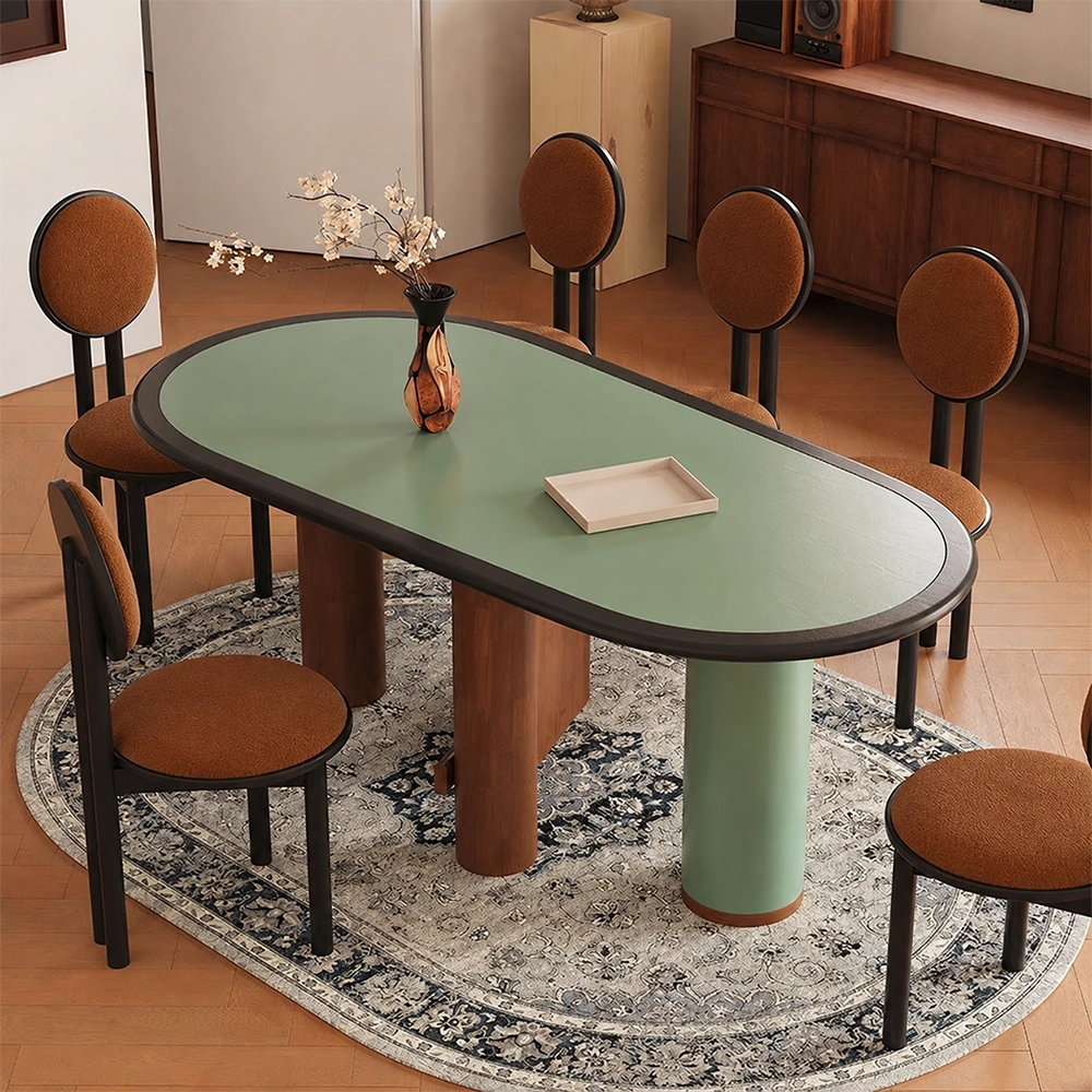 63" Modern Solid Wood and Ash Wood Veneer Oval Dining Table