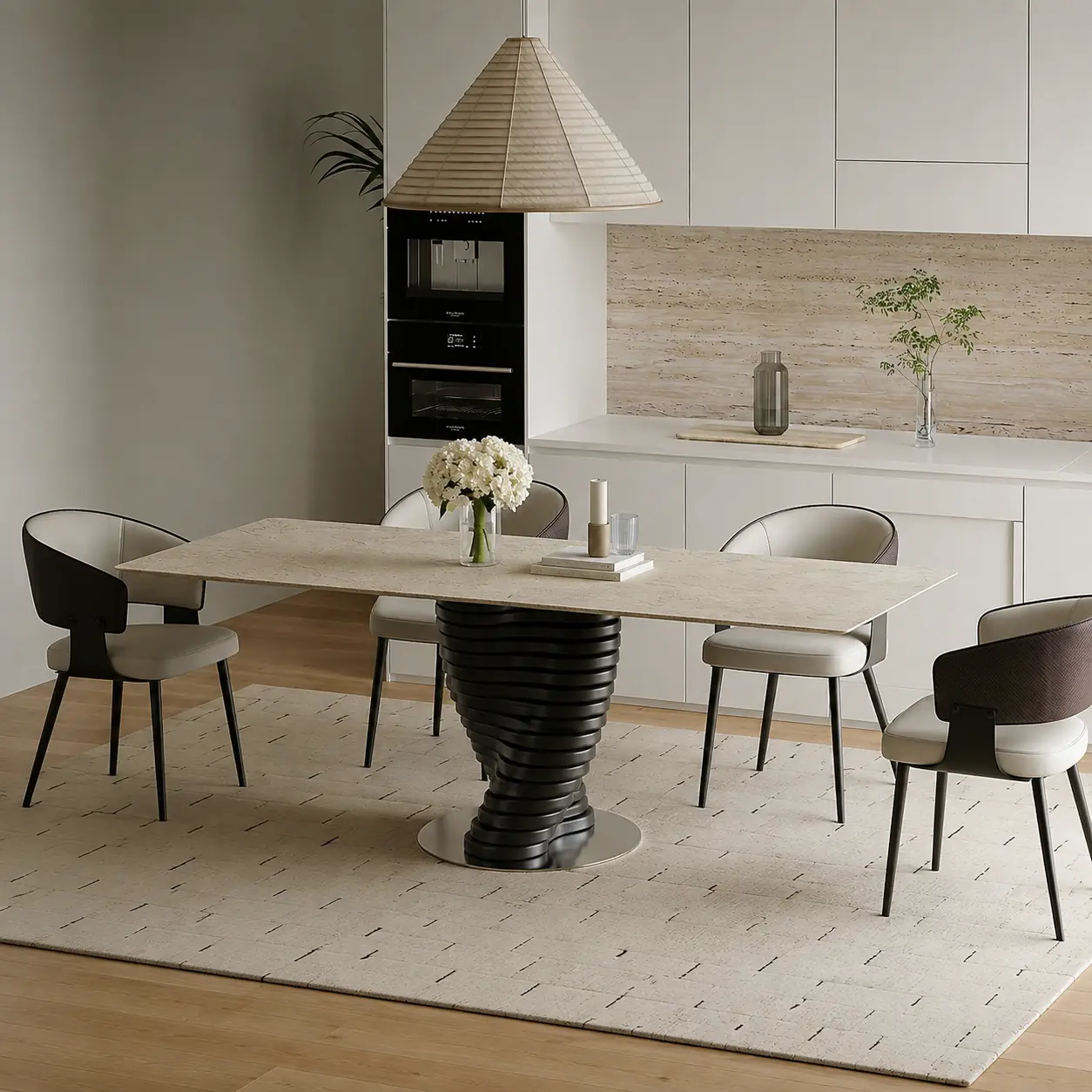 63" Organic Modern Marble Rectangular Dining Table
