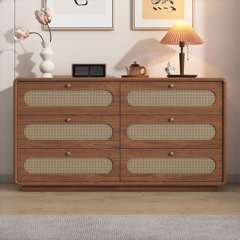 Japandi Engineered Wood Storage Cabinet with Drawers