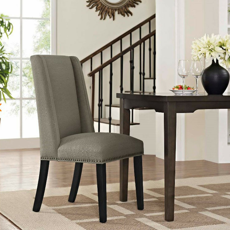 Flannel/Linen/PU Upholstered Stable Framed Armless Chair with Parsons Back and Nailhead Trim for Dinette in a Trendy Style - image 8