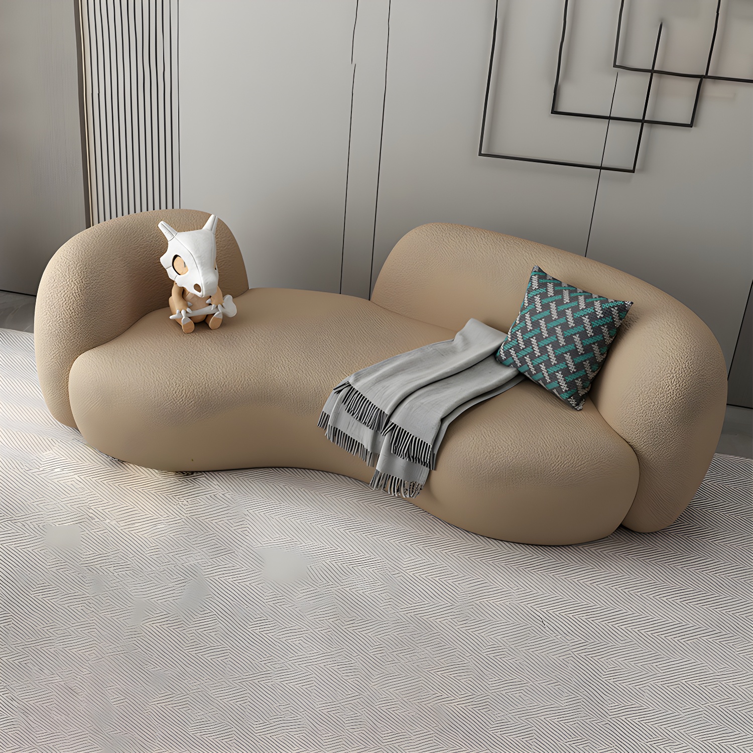 Modern Style Sofa with Curved Back and Padded Sponge Seat Sofa - image 6