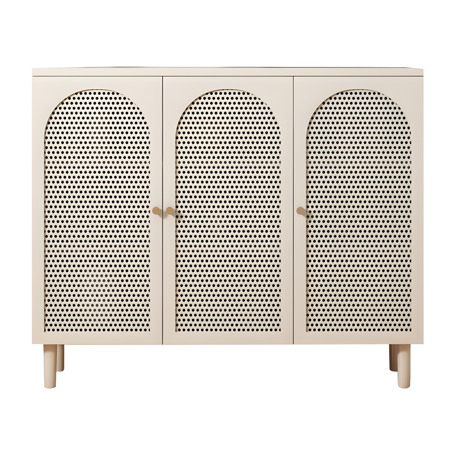 White Modern Wood Sideboard Credenza with Cabinets and Shelves Included - image 7