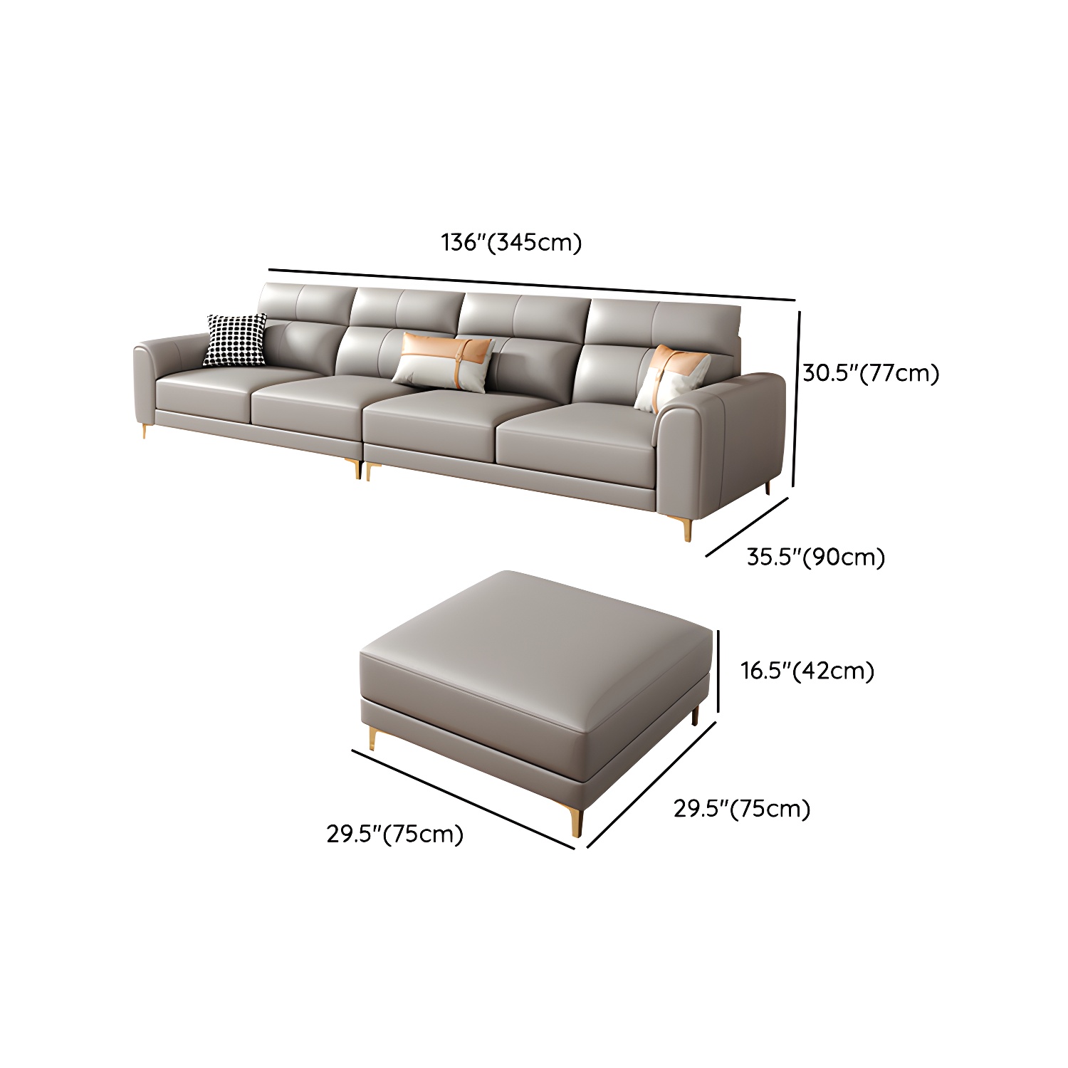 Modern Gray Faux Leather Sectional Sofa with Pillow Top Arms and Wood Frame - image 18
