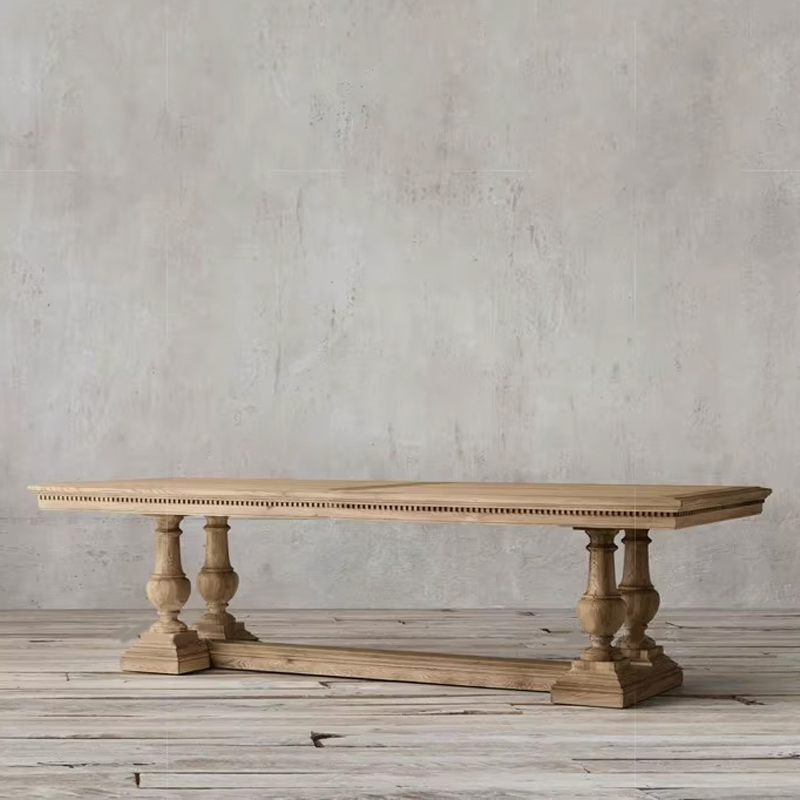 French Country Rectangle Wood Dining Table with Trestle Base, Full Assembly Needed - image 7