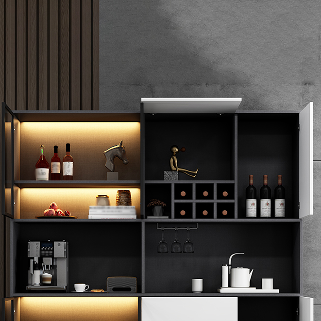 Wood Living Room Sideboard Cabinet Modern Credenza with Storage and Glass Door - image 9