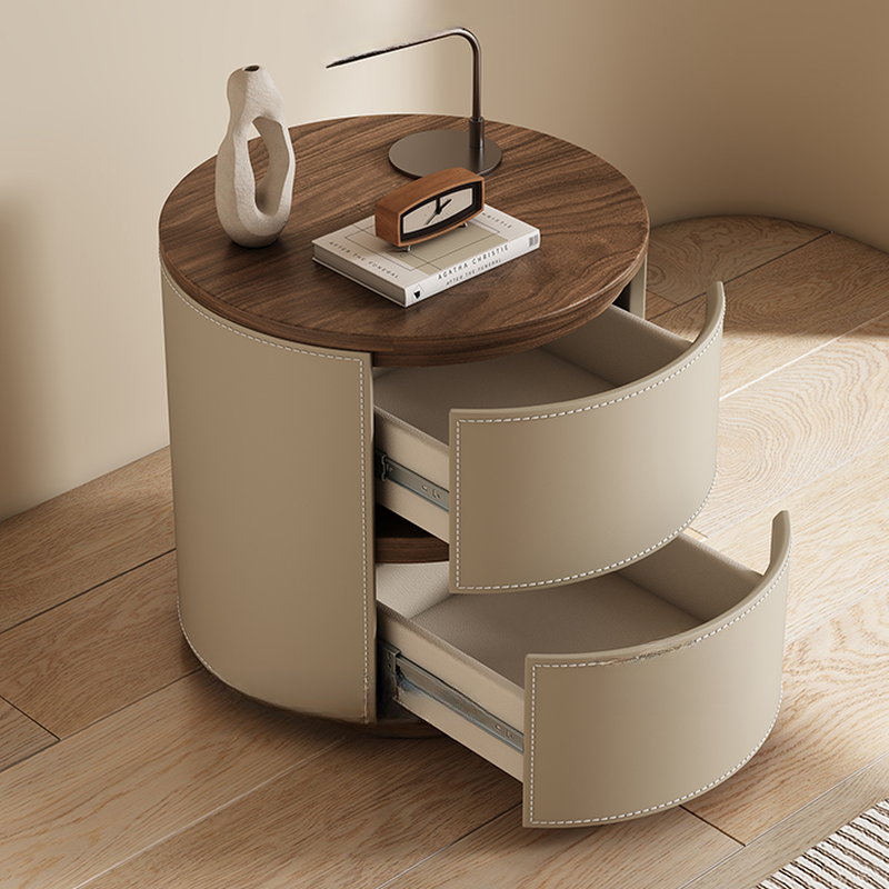 Modish 2 Tiers Drawer Storage Bedside Table with Solid Wood Countertop - image 17