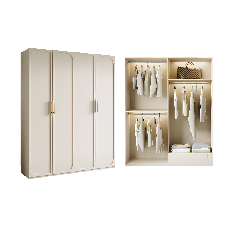 White Minimalist Wooden Wardrobe Closet with Soft Close Drawer, Soft Close Door, Interior Shelves, and Clothing Rod - image 7