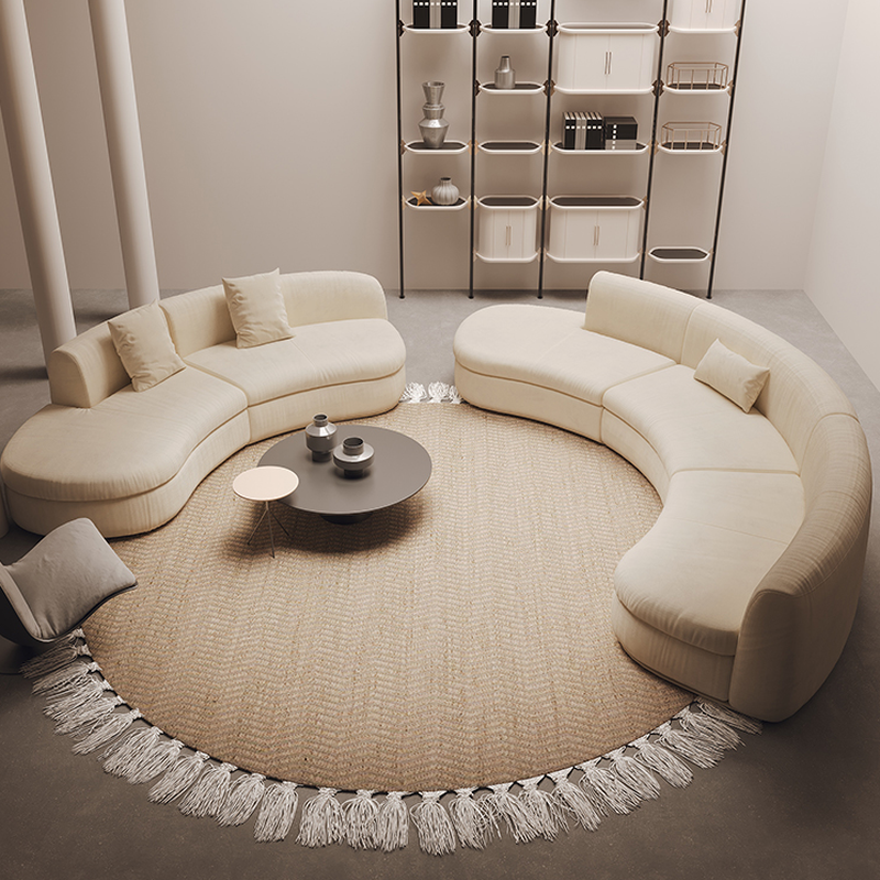 Natural Wood Bow Front Corner Sectional 7 Person/for 5/for 6 with Concealed Support - image 3