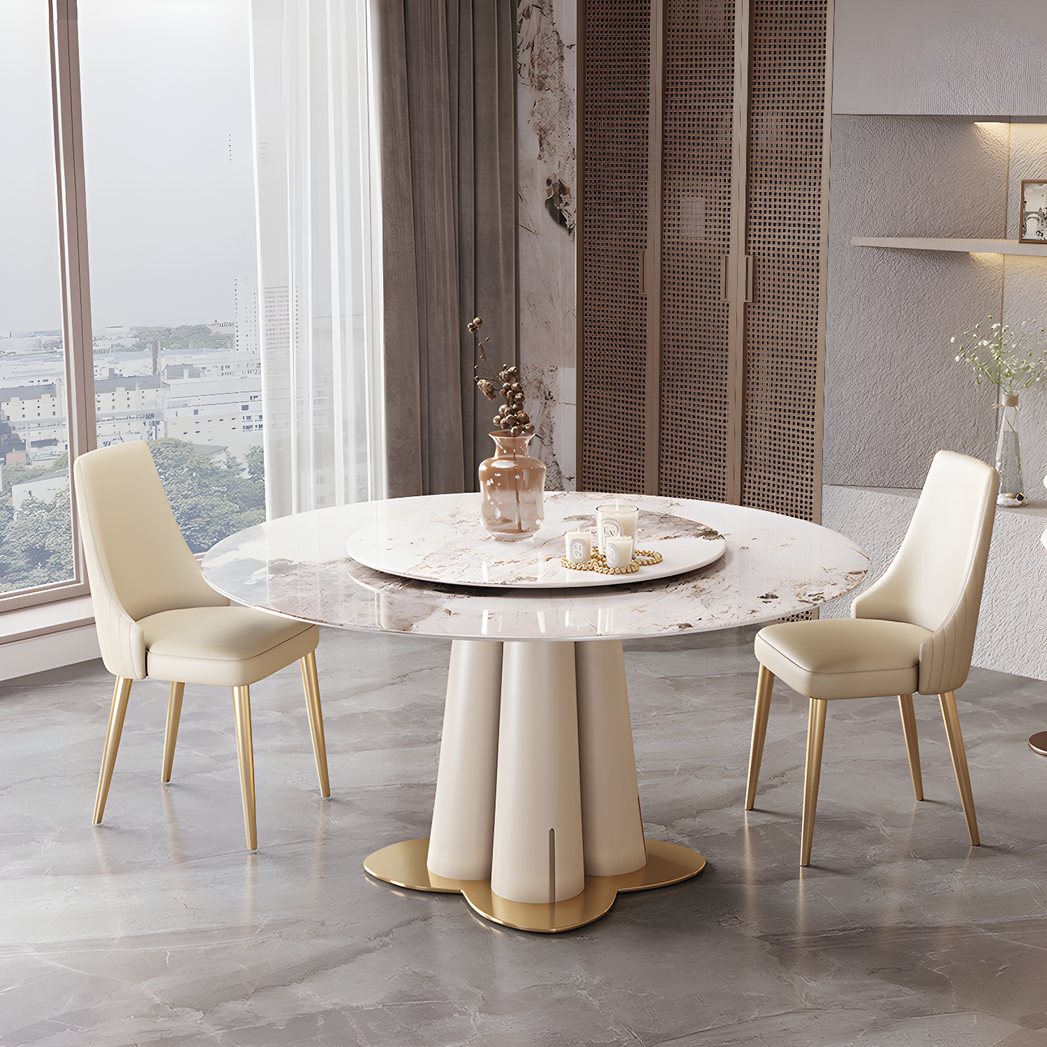 Glam 1/3/4/5/7 Pieces Dining Sets Round Dining Room Table Set - image 3