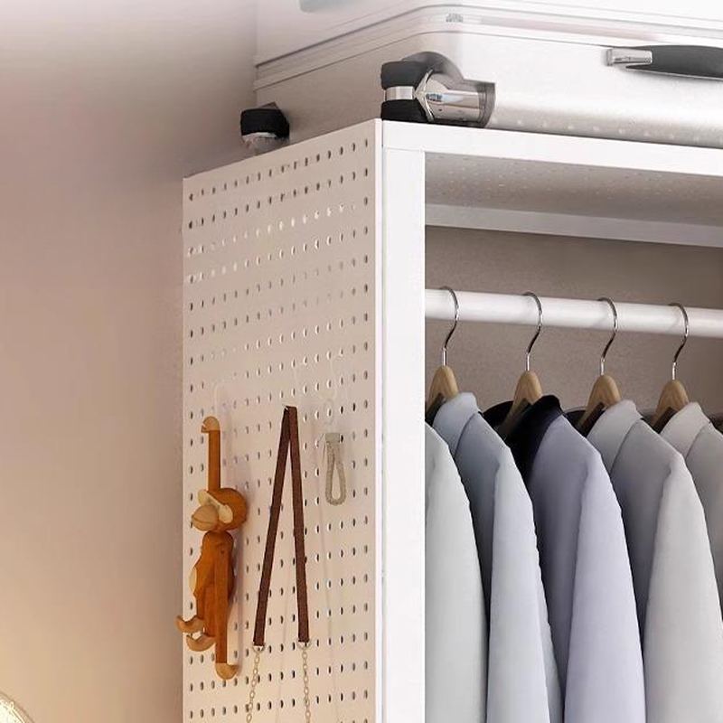 Chalk Modish Alloy Wardrobe Closet with Interior Shelves and Clothing Rod - image 4