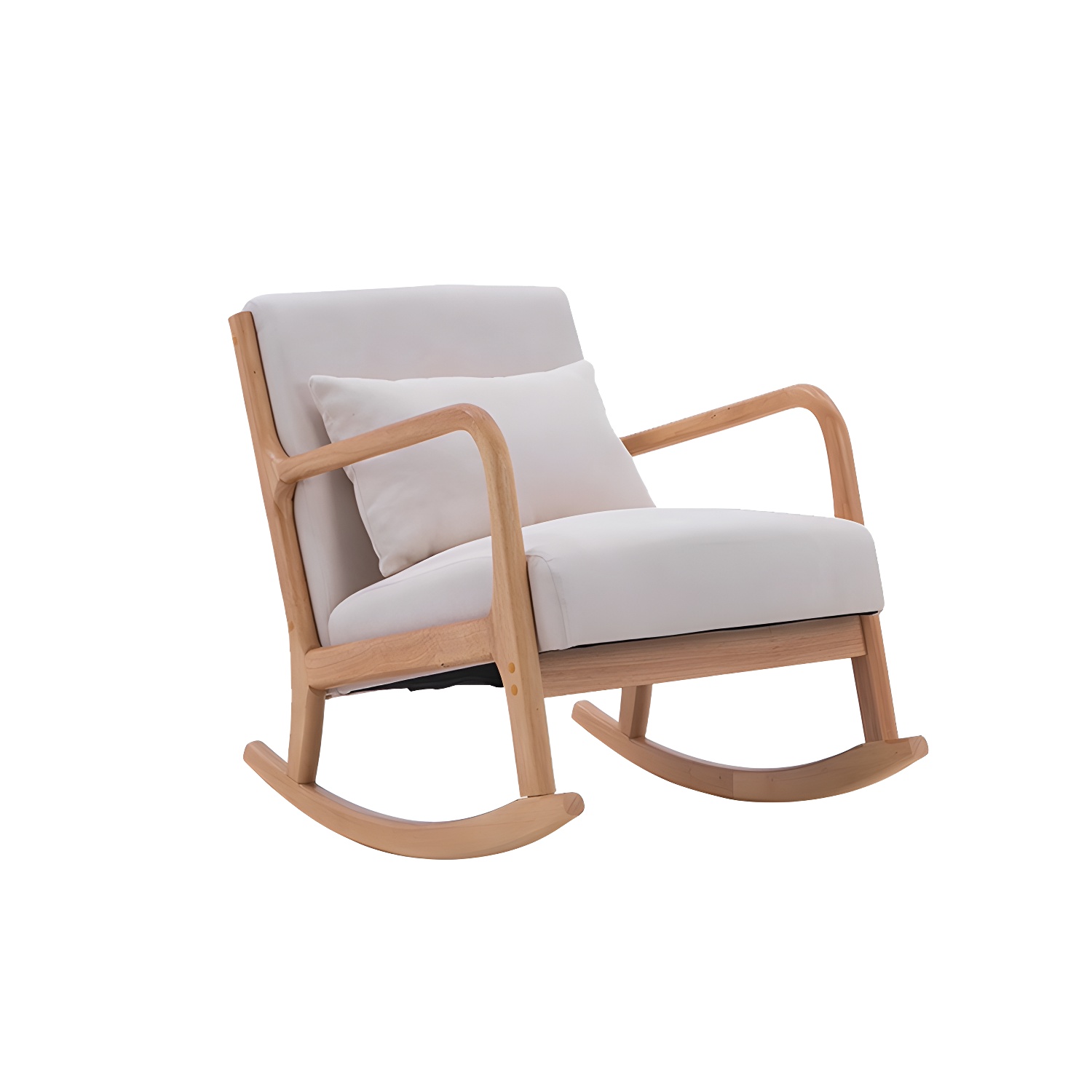 Mid-Century Modern Rocking Accent Chair with Solid Wood Frame and a Pillow - image 12