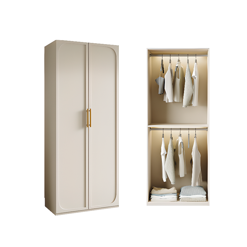 White Minimalist Wooden Wardrobe Closet with Soft Close Drawer, Soft Close Door, Interior Shelves, and Clothing Rod - image 5