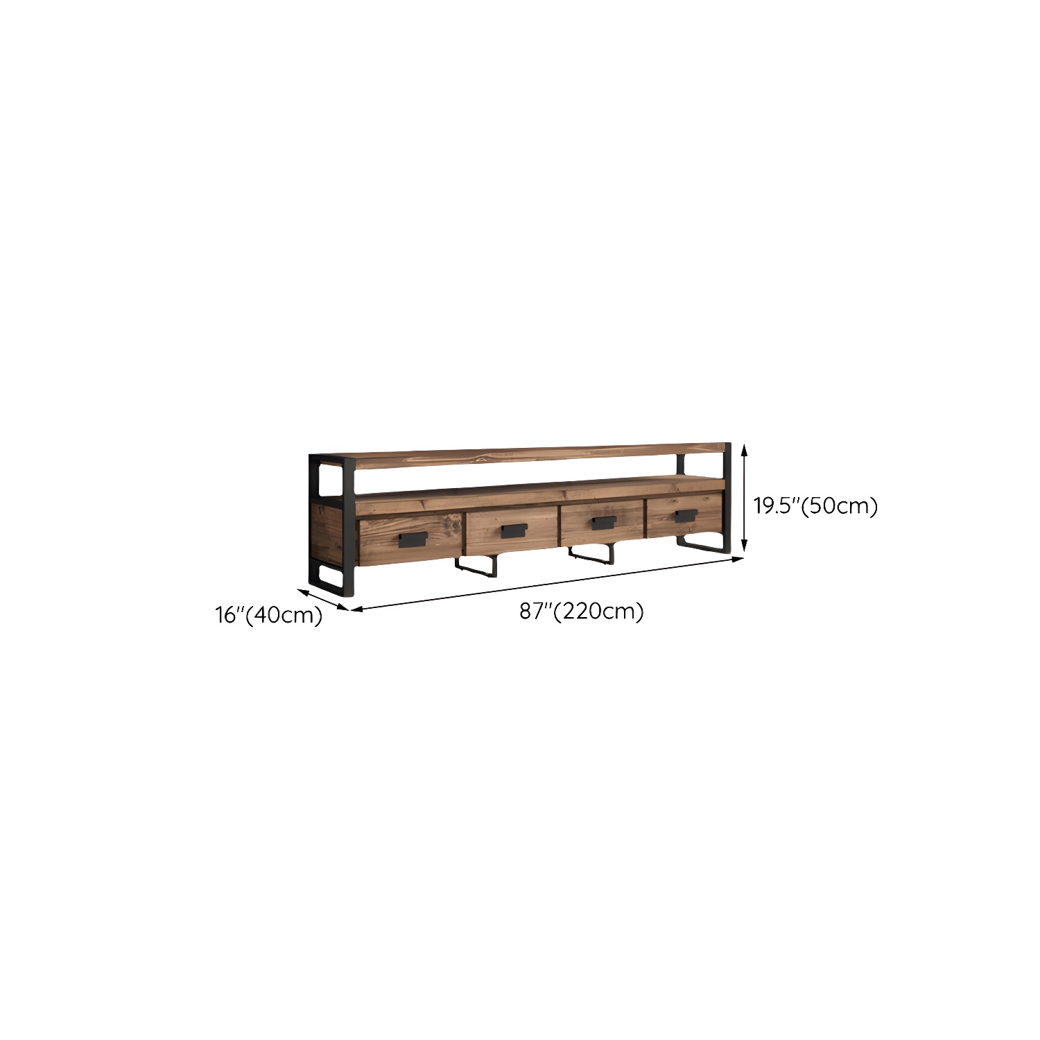 Industrial Wood TV Stand Console Open Storage TV Media Stand with Drawers for Living Room - image 10