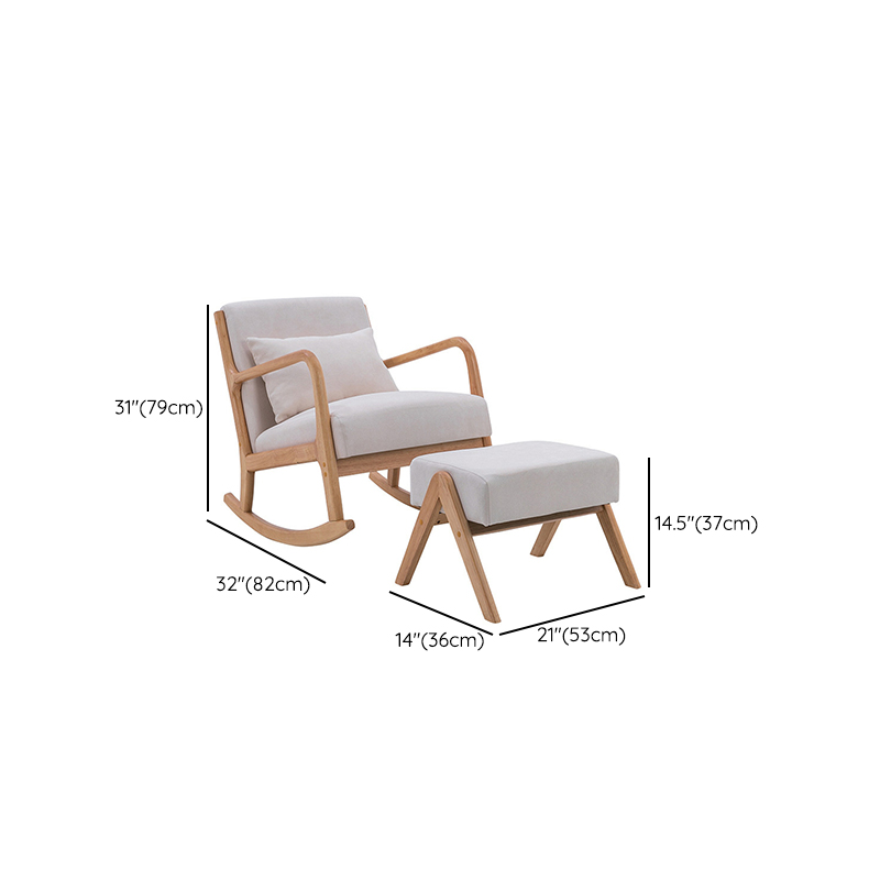 Indoor Use White Cotton Stationary Rocking Chair with Back & Arm - image 14