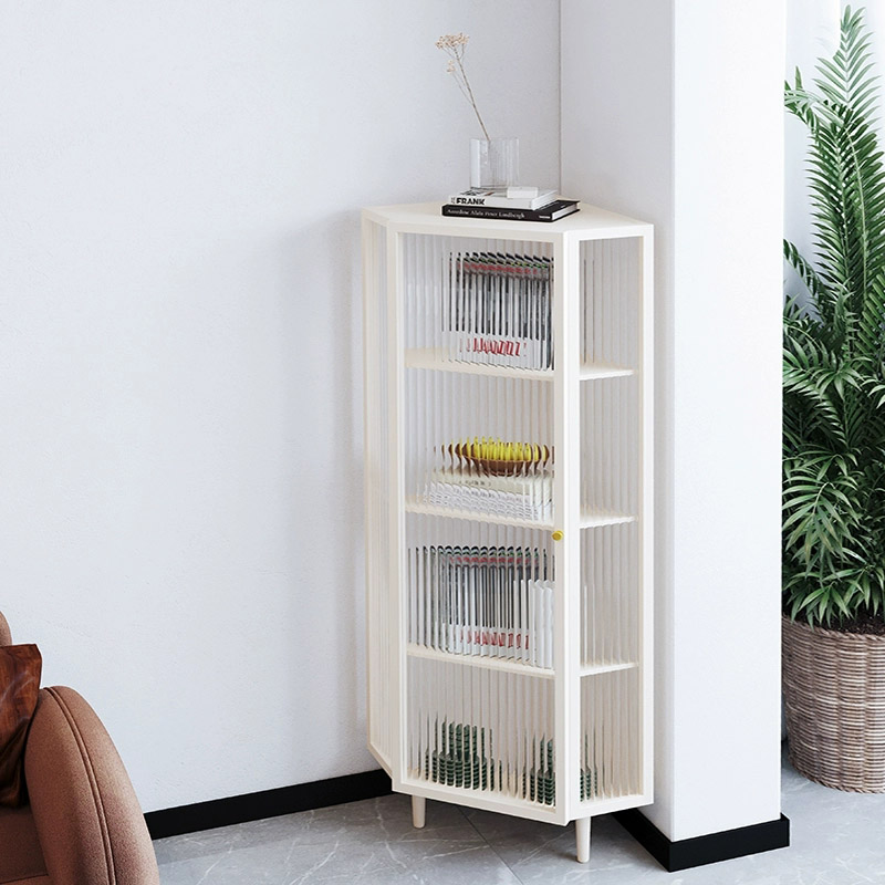 Sophisticated Steel Corner Accent Cabinet with Glass Doors and Cabinets Included - image 3