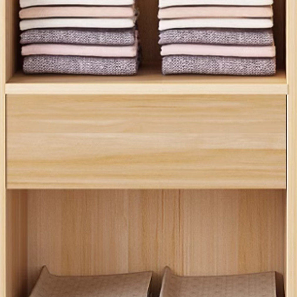 Natural Finish Modish Laminate Wardrobe Closet with 3-Drawer/4-Drawer, Interior Shelves, and Clothing Rod - image 3
