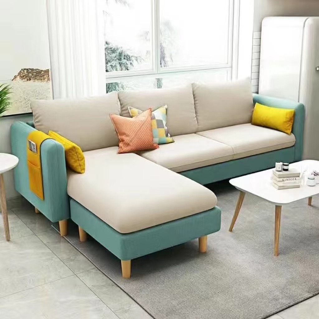 Simple L-Shape Reversible Sponge Cushioned Sofa Recliner 3 Person with Pillow Back & Square Arm - image 3