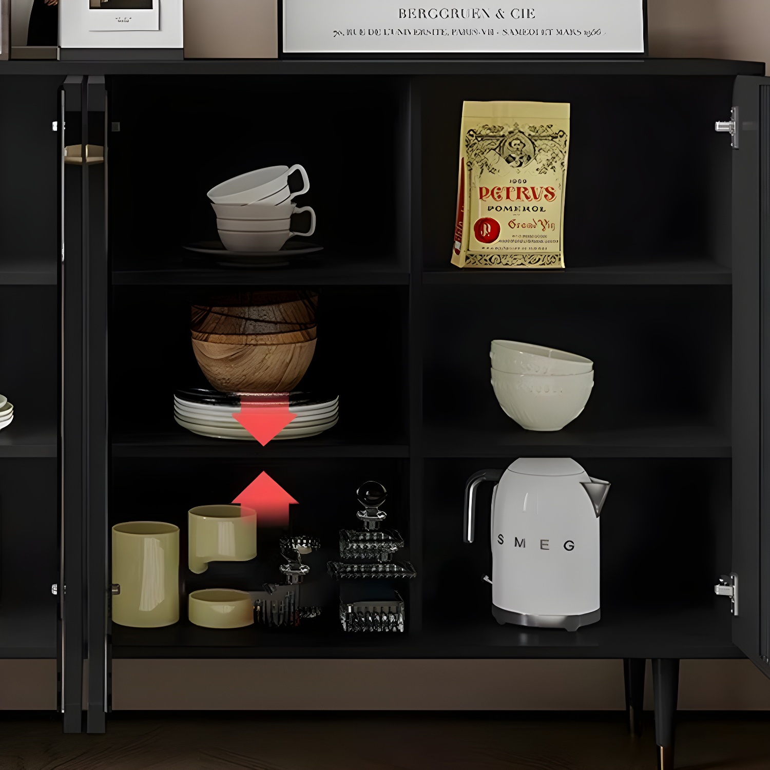 Modern Wooden Sideboard with Glass Doors and Adjustable Shelving - image 10