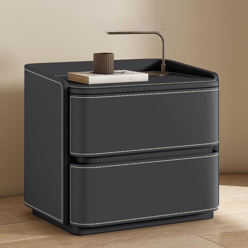 Modish Nightstand With Drawer Organization Featuring 2 Drawers and Pleather Countertop - image 3