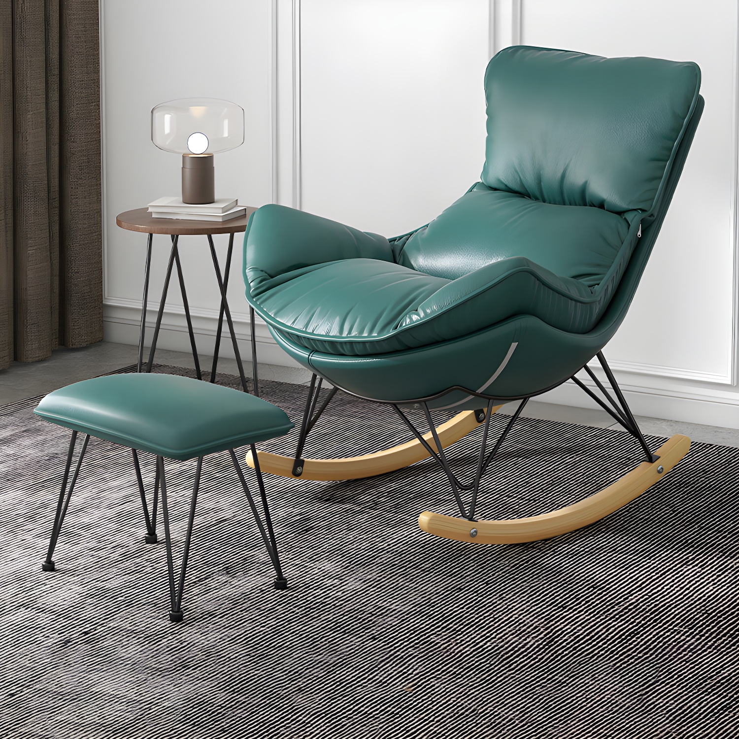 Solid Wood Rocking Chair Contemporary Rocker Chair with Padded Seat