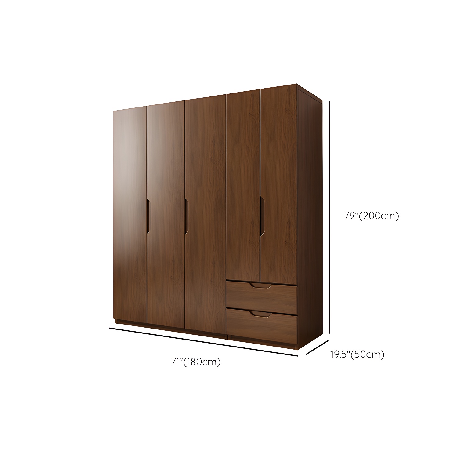 Contemporary Oak Solid Wood Wardrobe Freestanding Multifunctional Wardrobe - image 19