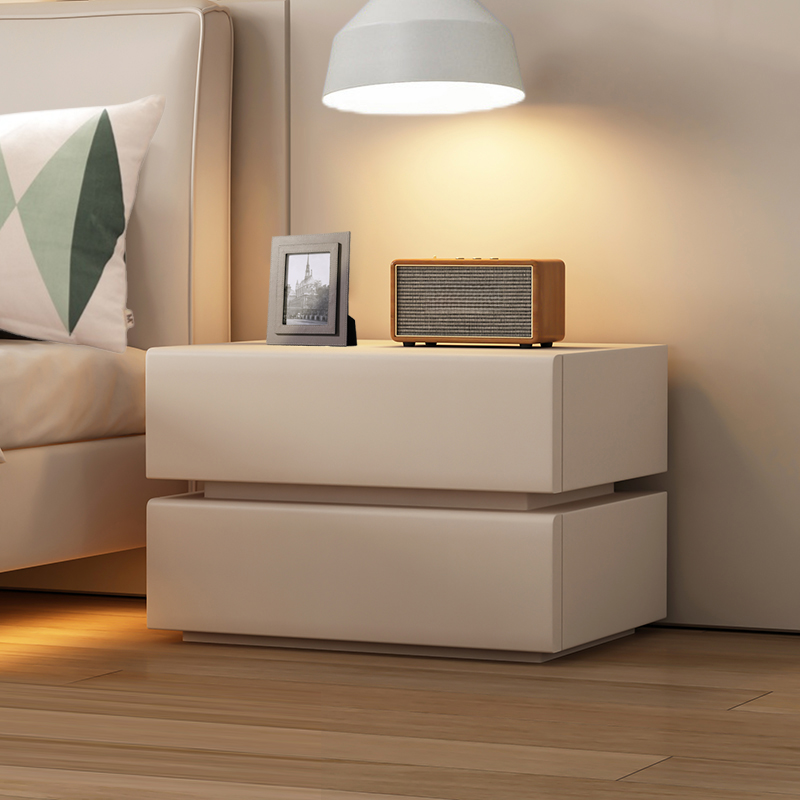Art Deco Style Bedside Cabinet Nightstand with 2 Drawers and Pine Countertop - image 4