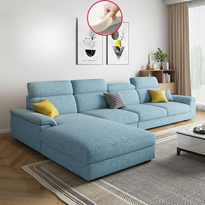 5-Seater Modish Left L-Shape Sofa Chaise with Natural Wood Frame - image 4