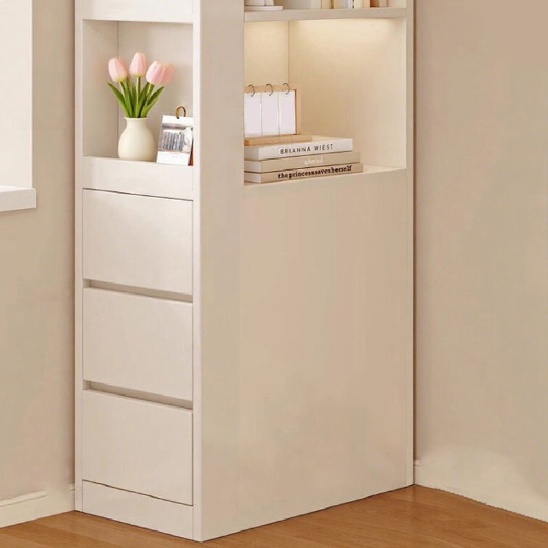 Modern Simple Style Rectangular Detached Decorative Cabinet with 3 Exterior Shelves, Composite Wood Countertop in Chalk, and Soft Close Drawer - image 8