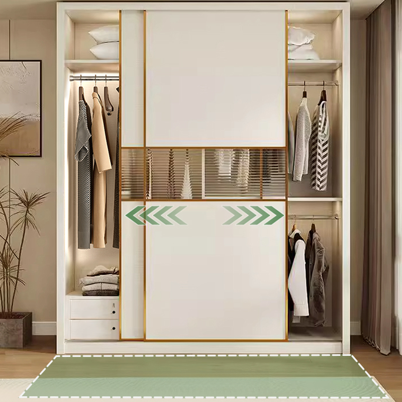 White Modish Manufactured Wood Independent Armoire Cabinet with Soft Close Drawer, Interior Shelves, and Clothing Rod