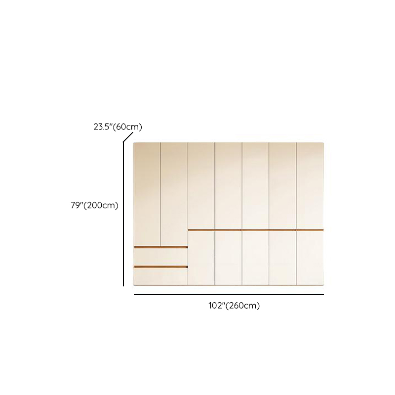 White Minimalist Manufactured Wood Wardrobe Closet with 2 Drawers, Soft Close Door, Interior Shelves, and Clothing Rod - image 23