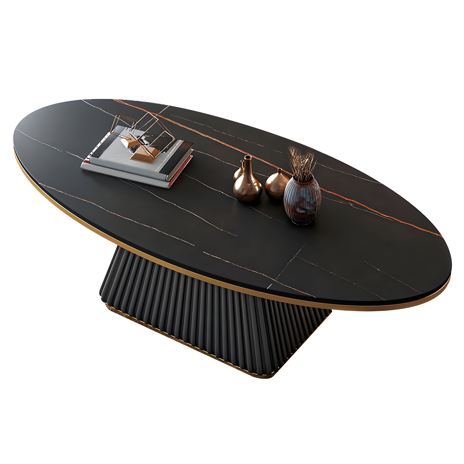 Glam Pedestal Cocktail Table Oval Coffee Cocktail Table for Home - image 6