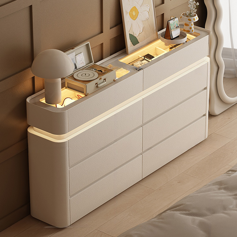 Simplistic Hardwood Double Dresser with 8 Horizontal Drawers and LED Lights - image 11