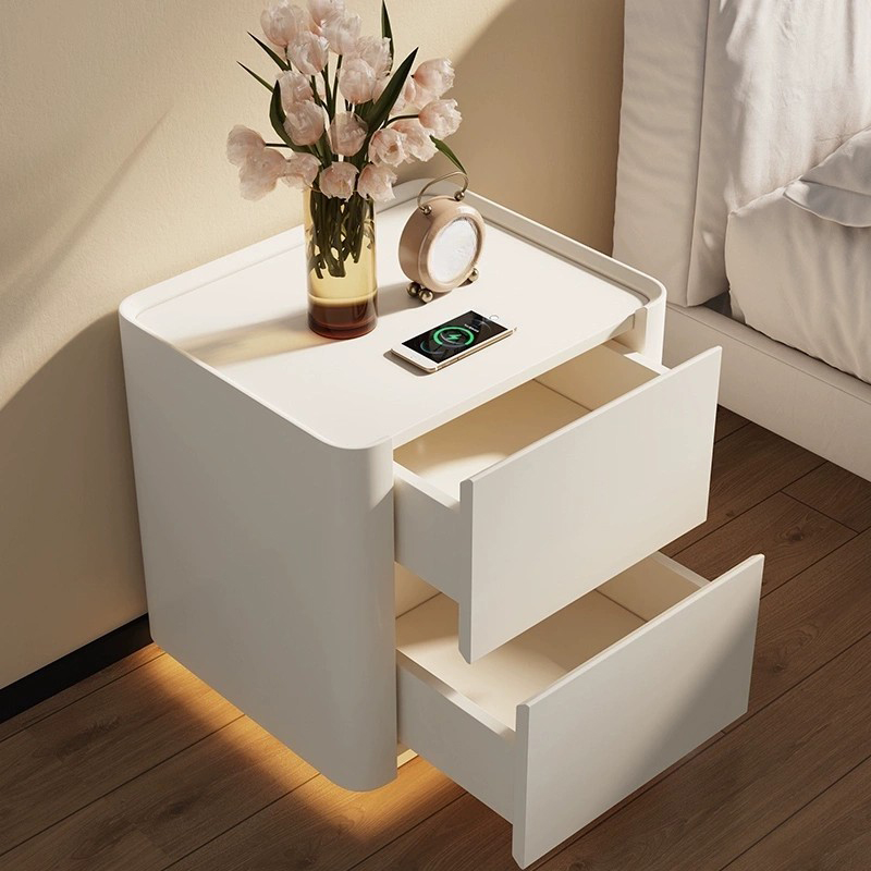 Modern Stylish Wood Nightstand Drawer Storage Petite Under 23 Inches Tall for Elegant Bedroom Decor - image 5
