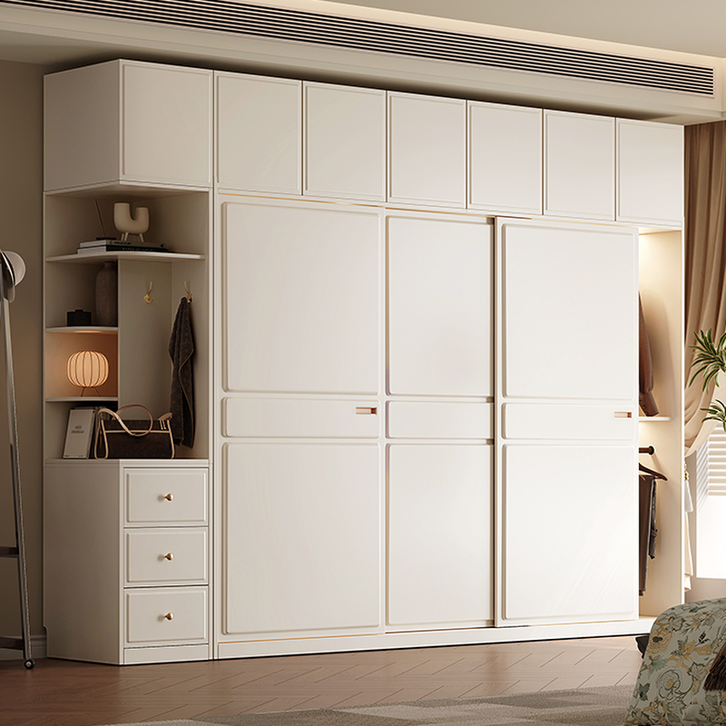 White Minimalist Laminate Wardrobe Closet with 5 Drawers/2 Drawers, Interior Shelves, and Clothing Rod - image 3