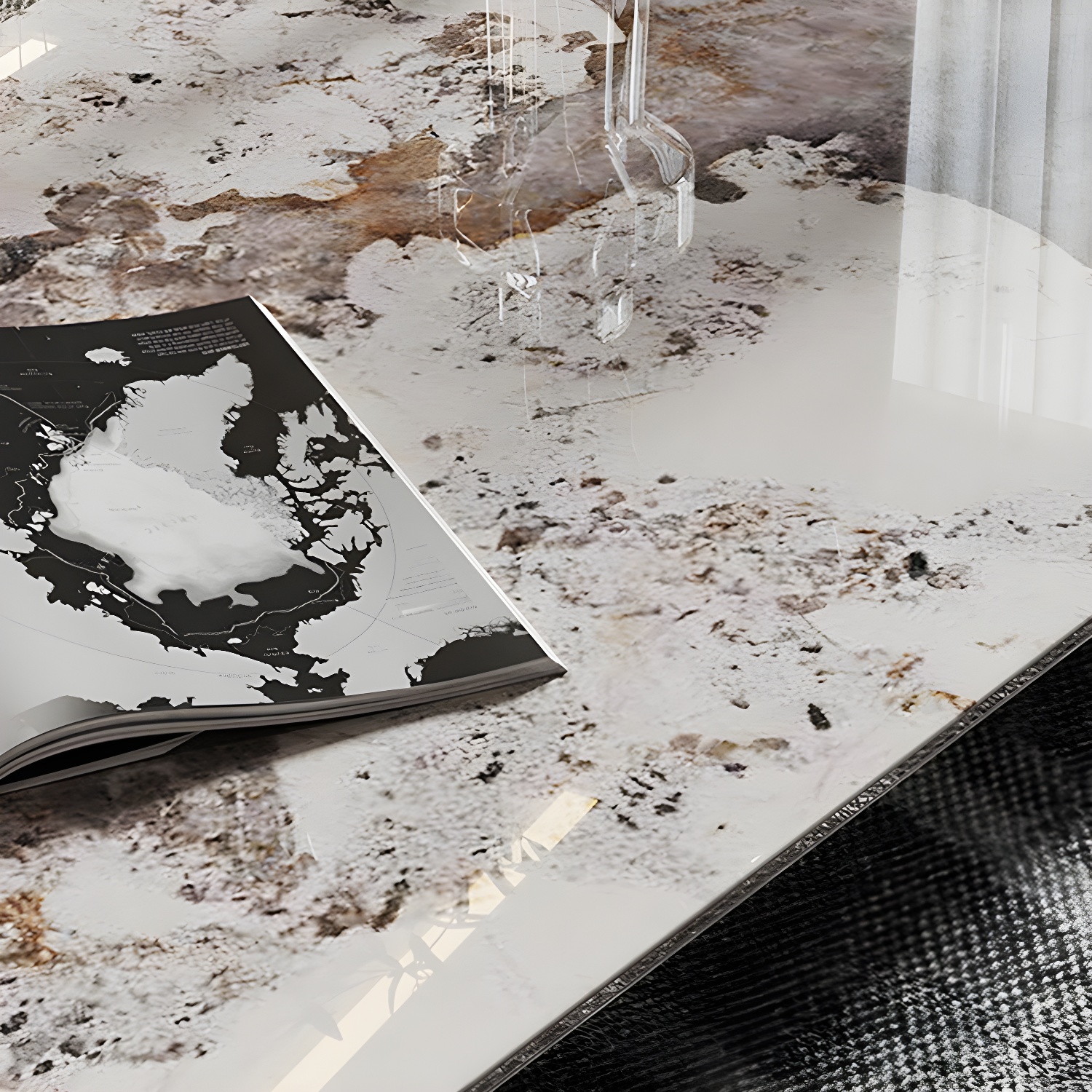 Glam Irregular Slate Top Cocktail Table Sled 15.7" H Coffee Table - image 7