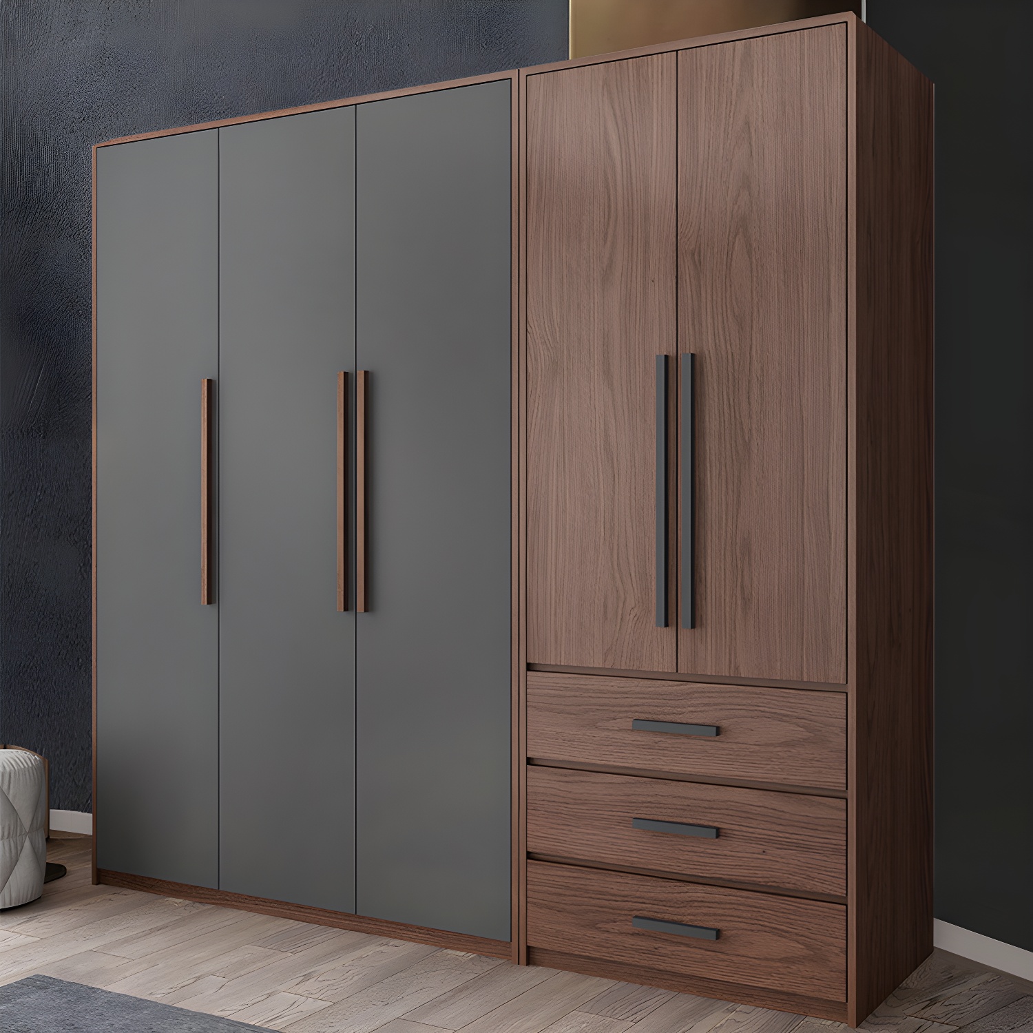 Contemporary Wardrobe with Garment Rod Engineered Wood Wardrobe Closet - image 17