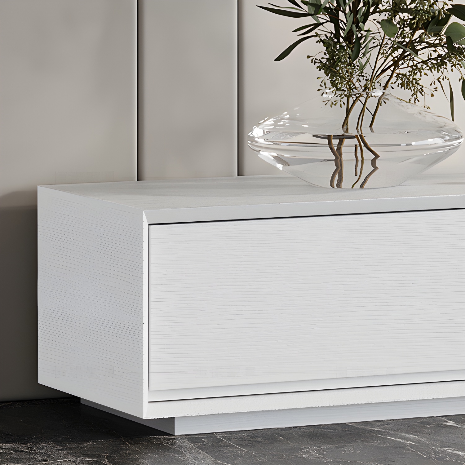 White Wood TV Stand Modernism TV Stand With Drawers for living Room - image 9