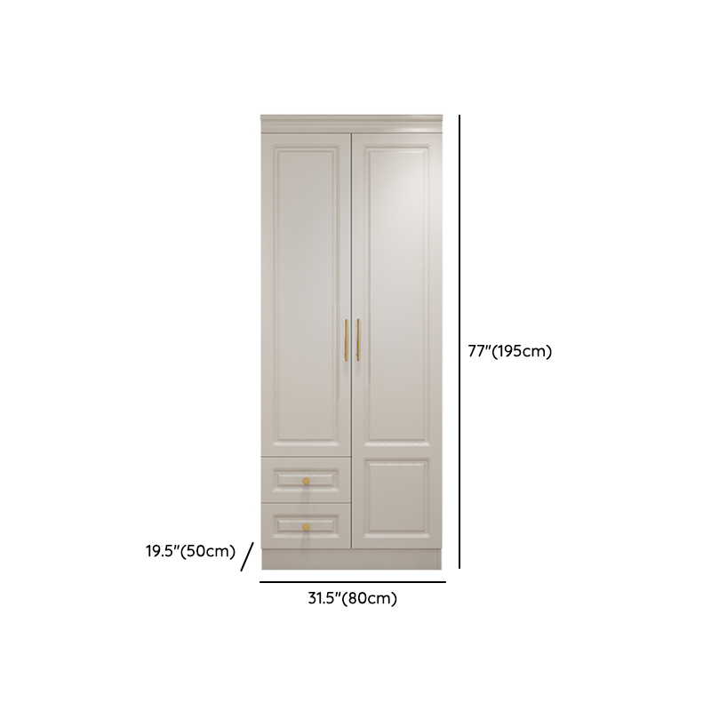 White Minimalist Lumber Wardrobe Closet with Soft Close Drawer, Soft Close Door, Interior Shelves, and Clothing Rod - image 10