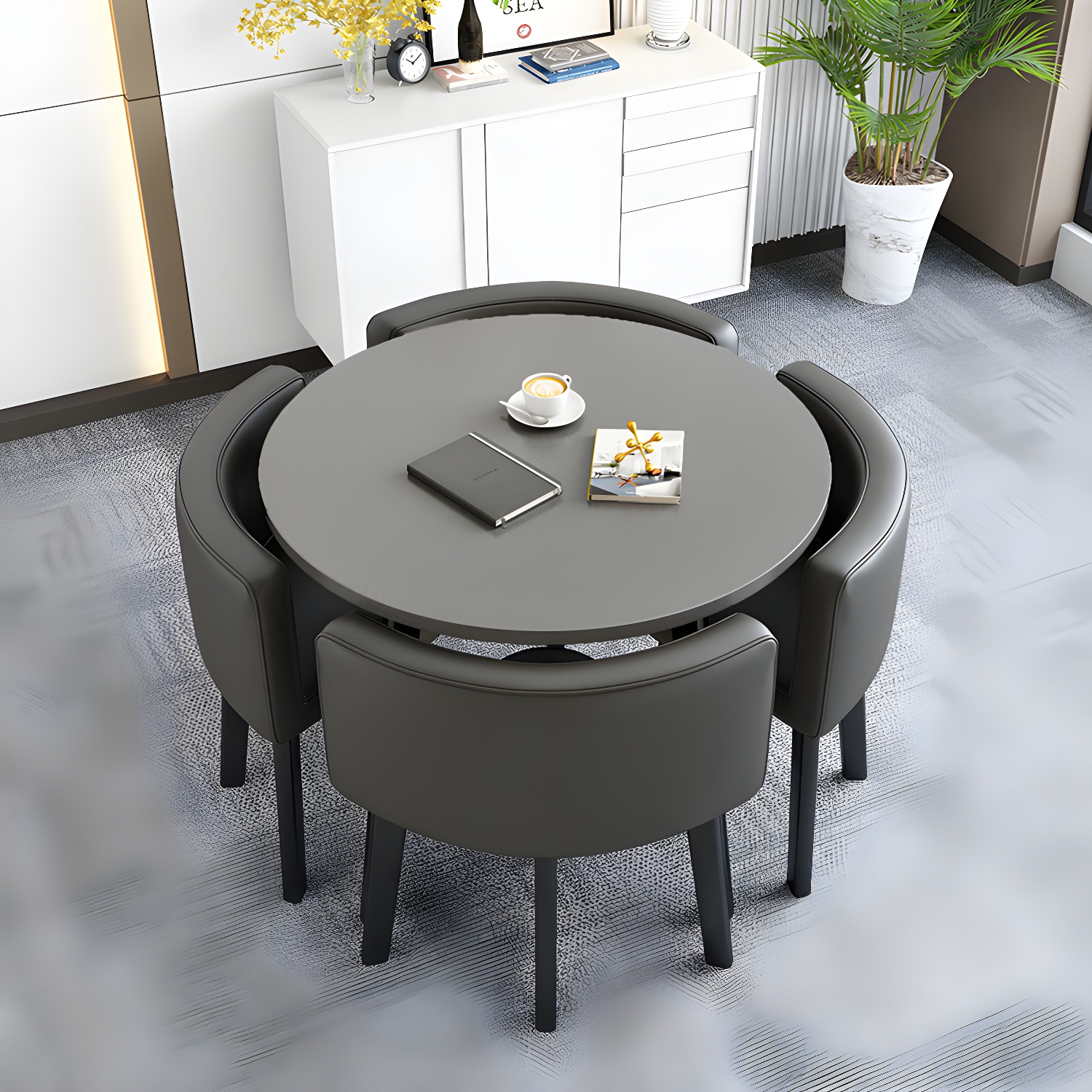 Modern Wood Dining Table Set 5 Pieces Dining Set for Home Use